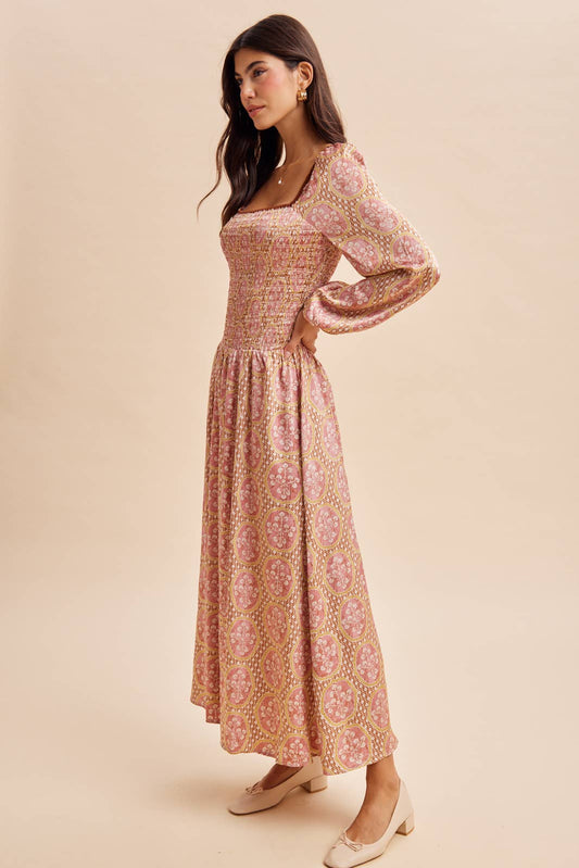 Mulberry Smocked Maxi Dress
