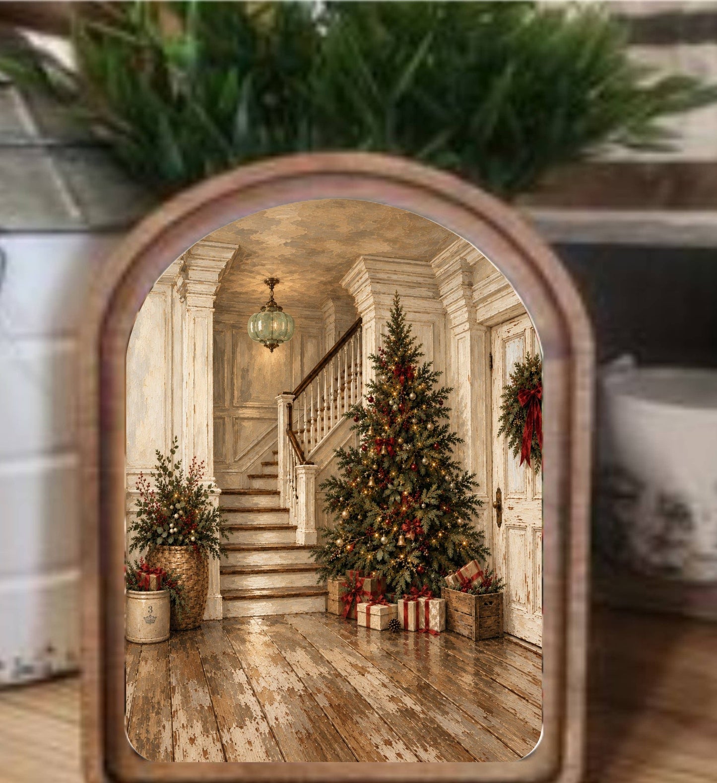 Arch Top Christmas Entry Framed Art