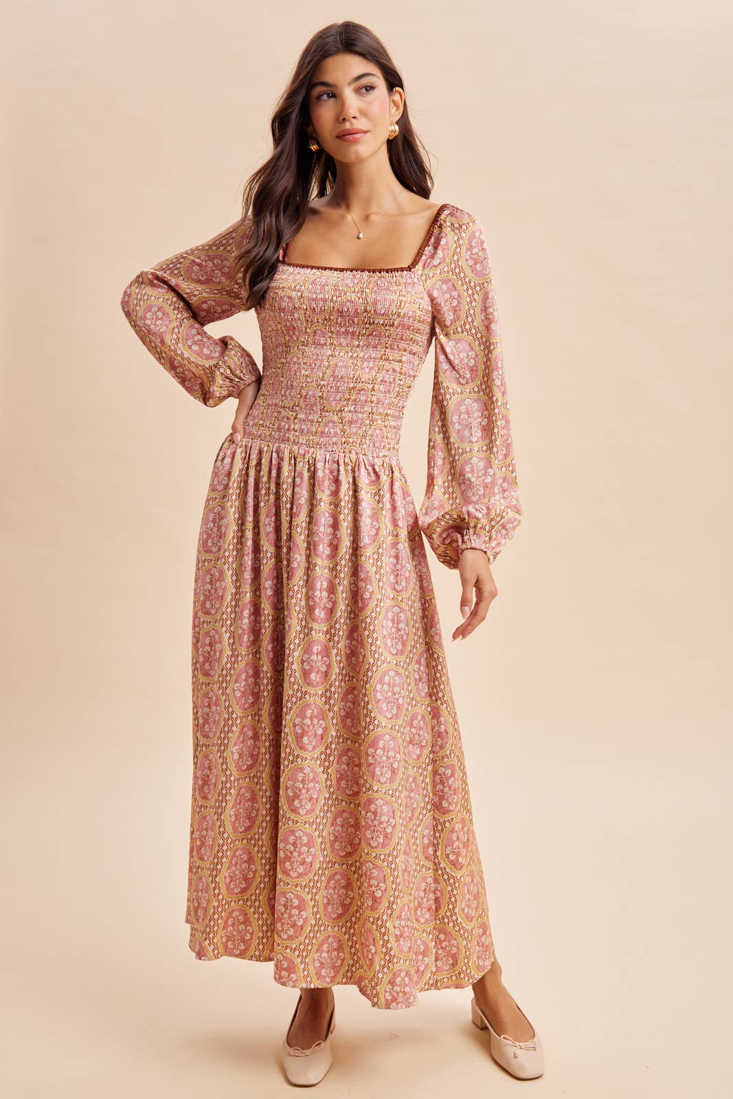 Mulberry Smocked Maxi Dress