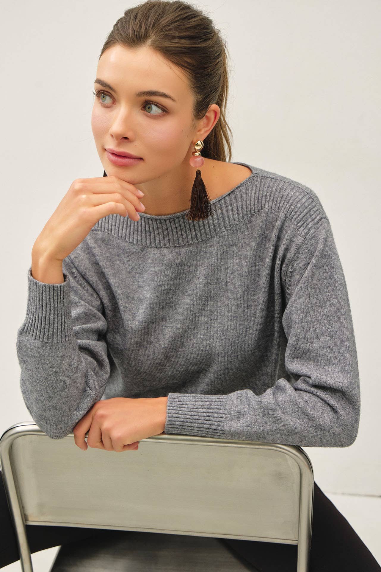 Ribbed Boatneck Sweater