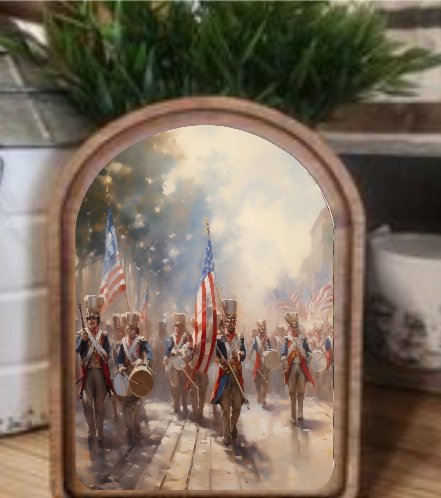 Arch Top Patriotic Band Framed Art