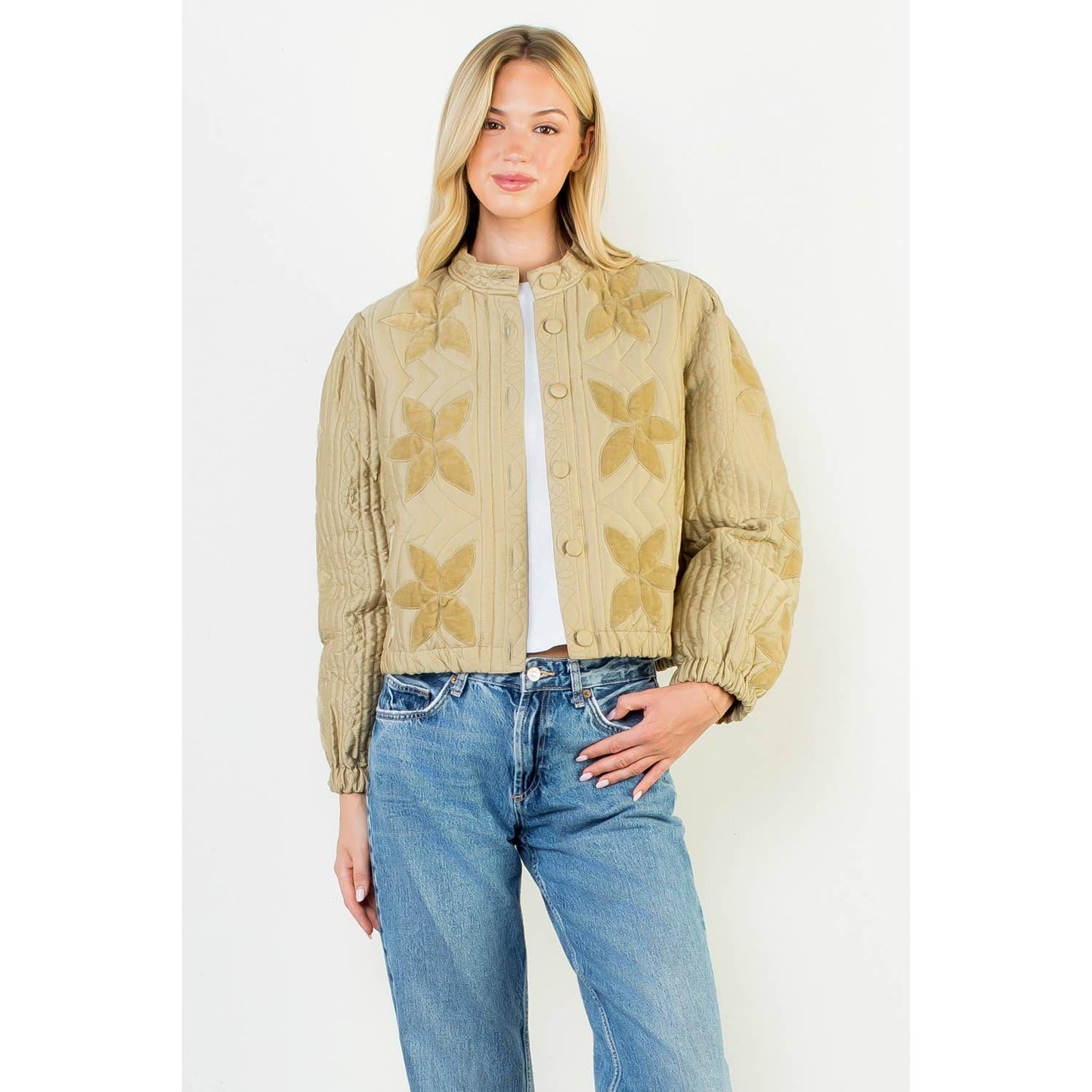 Peace FlowerQuilted Floral Jacket