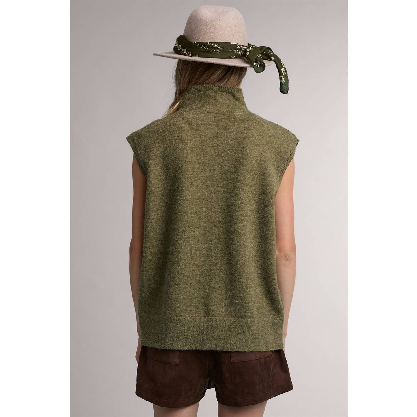 Olive Mock Sweater Vest