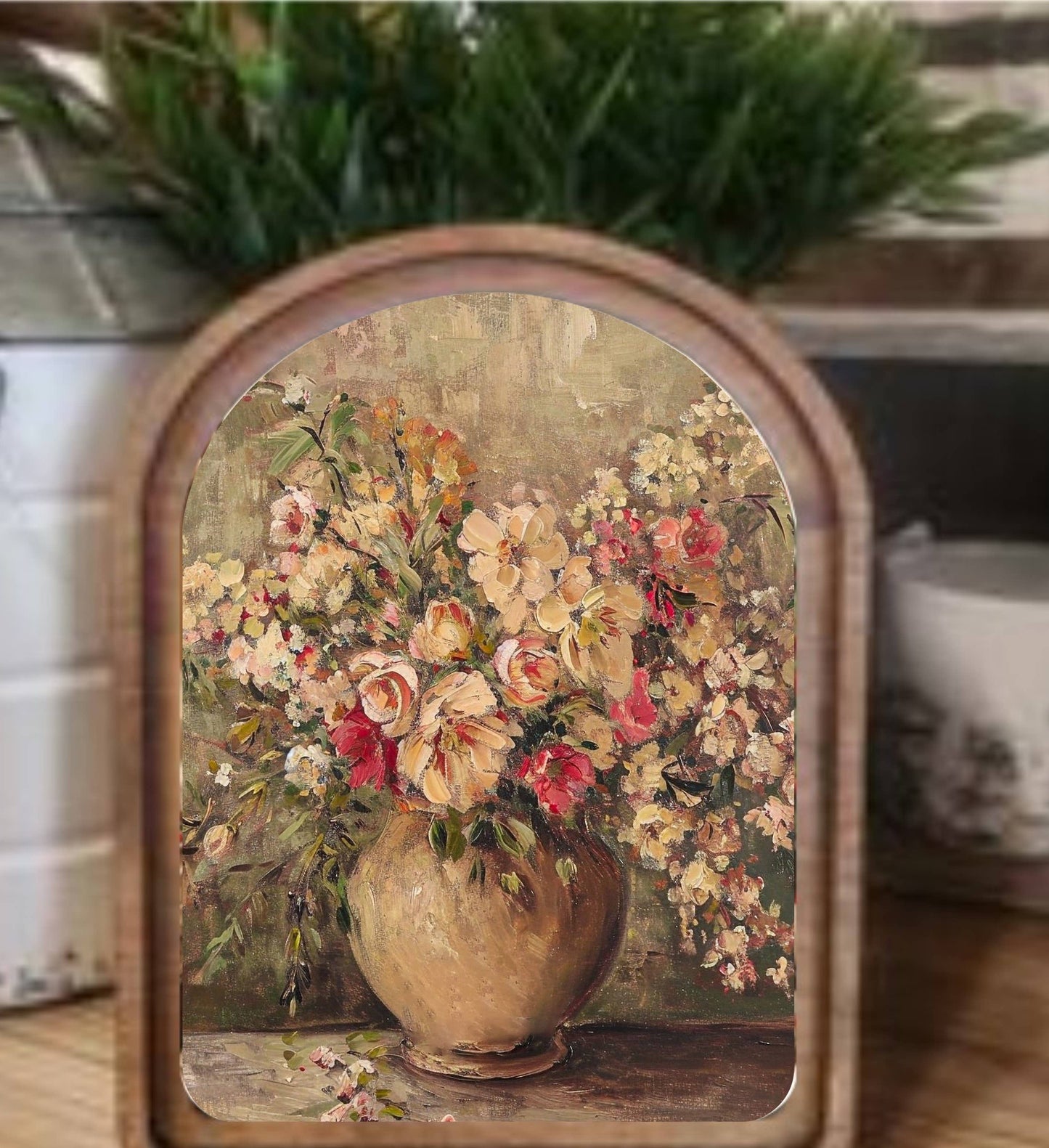 Rustic Floral Vase Framed Art