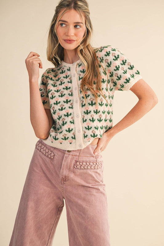Floral Short Sleeve Cardigan