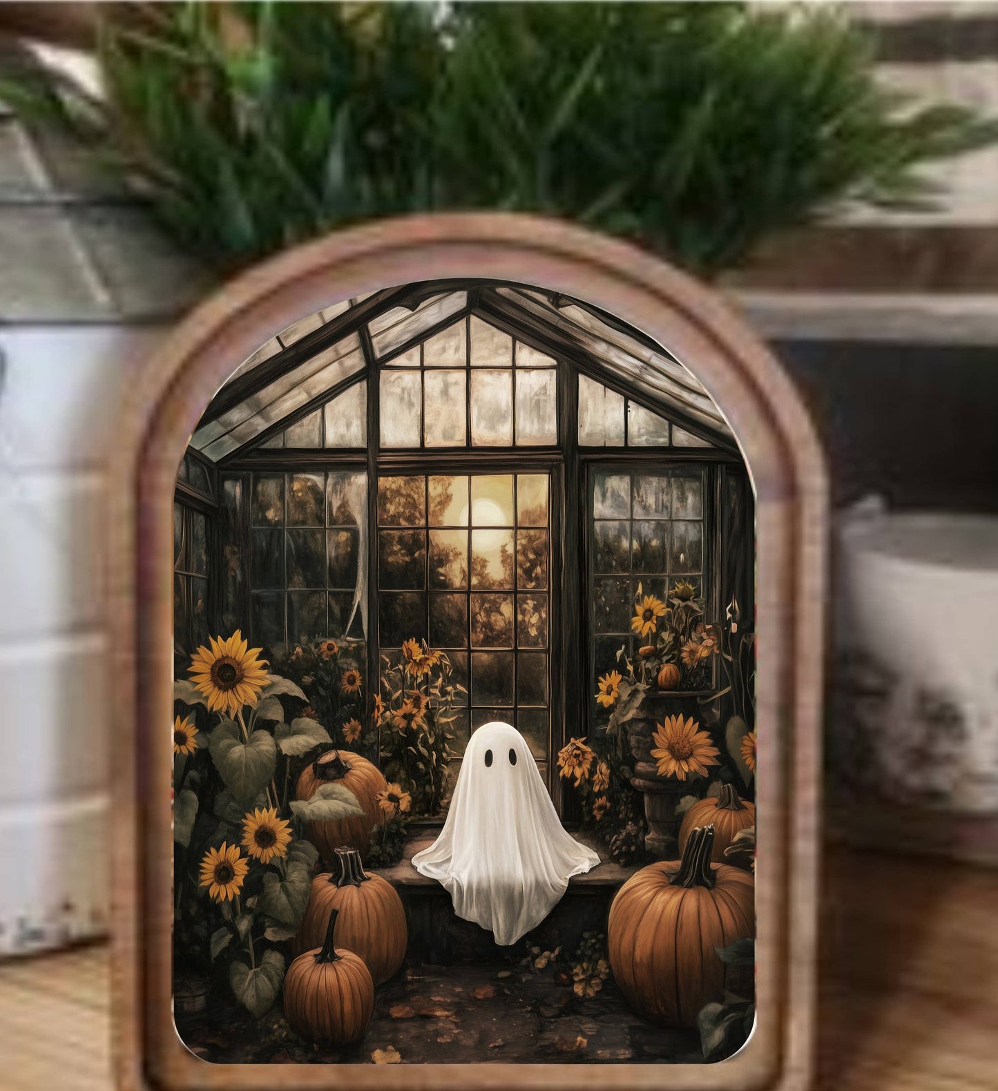 Arch Top Greenhouse Ghost Framed Art