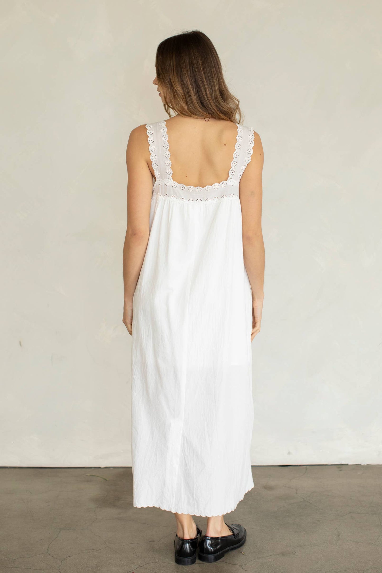 Eyelet Scallop Cotton Dresss