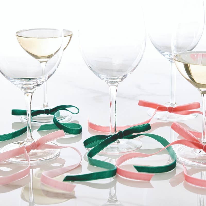Velvet Bow Wine Charms - Set of 6 - Mahjong