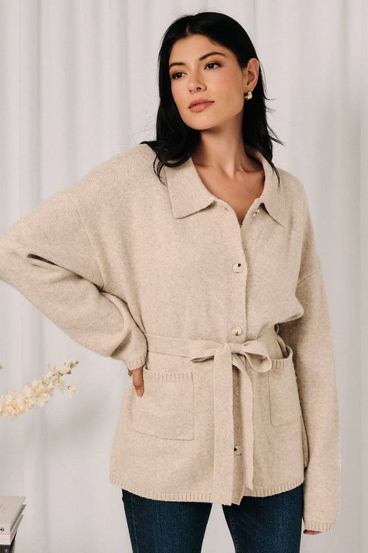 Open V-Neck Knit Sweater Cardigan