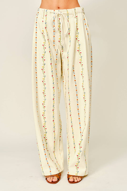 Madeline Floral Embroidered Pants