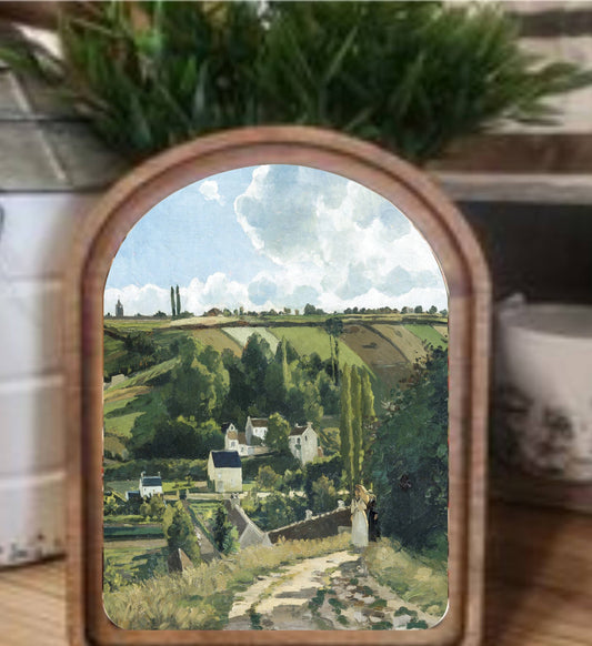 Arch Top Hillside Village Framed Art