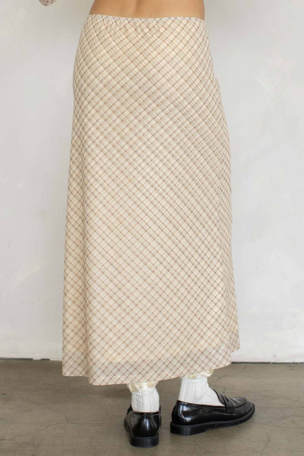 Plaid Mesh Maxi Skirt