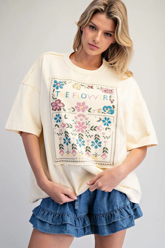 Embroidered Flower Tee