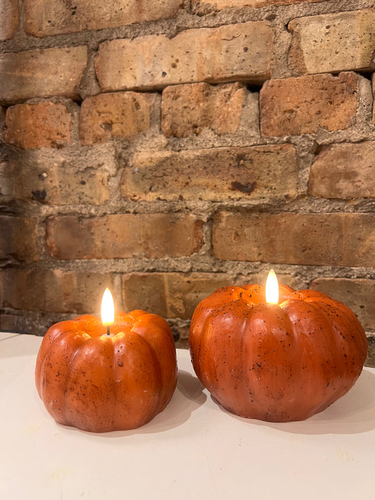 Burnt Orange Pumpkin 3D Flame Candle