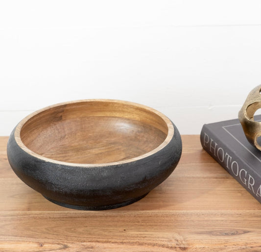 Black Textured Wood Bowl