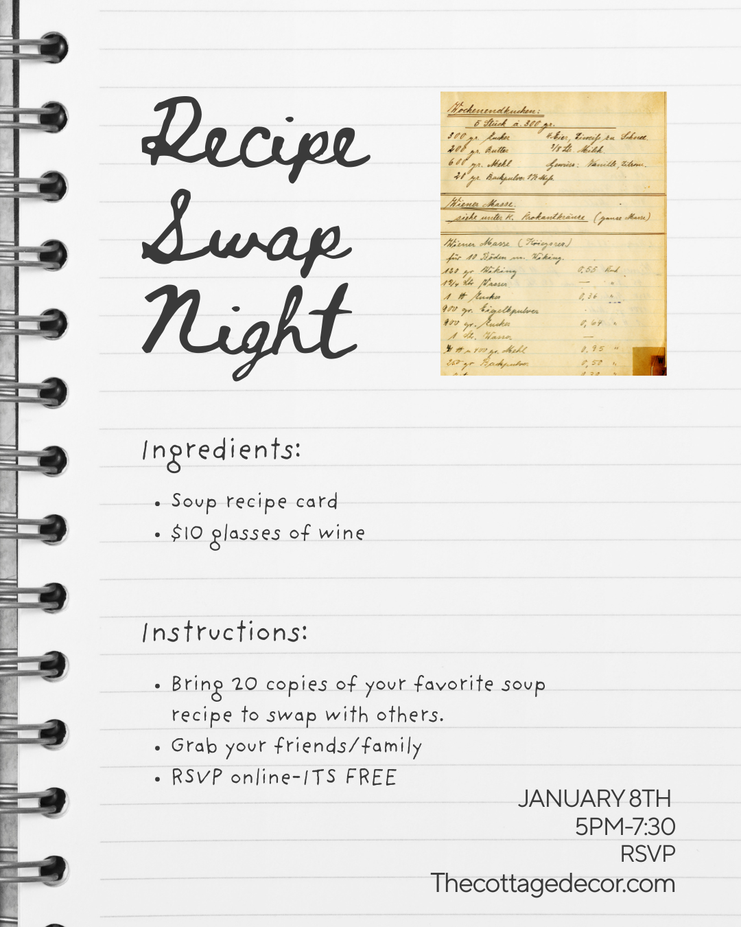 Recipe Swap Night- January 8th