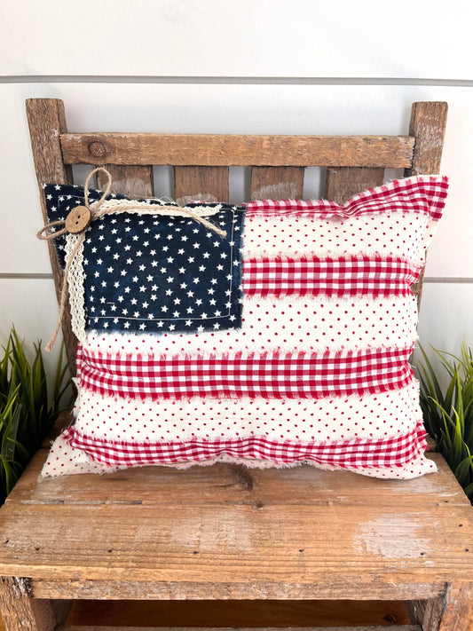 4th of July American Flag Pillow