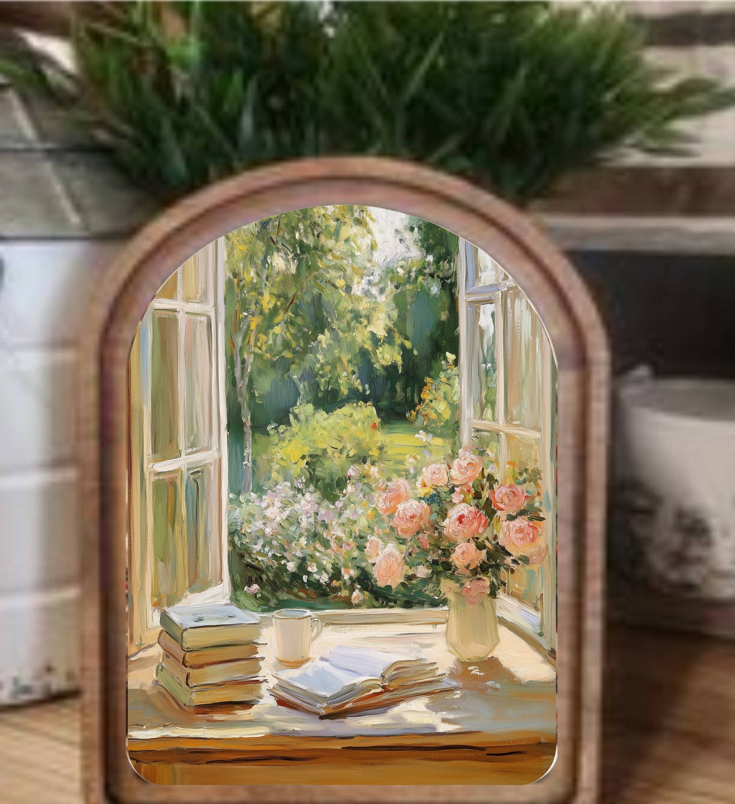 Arch Top Spring Window Framed Art