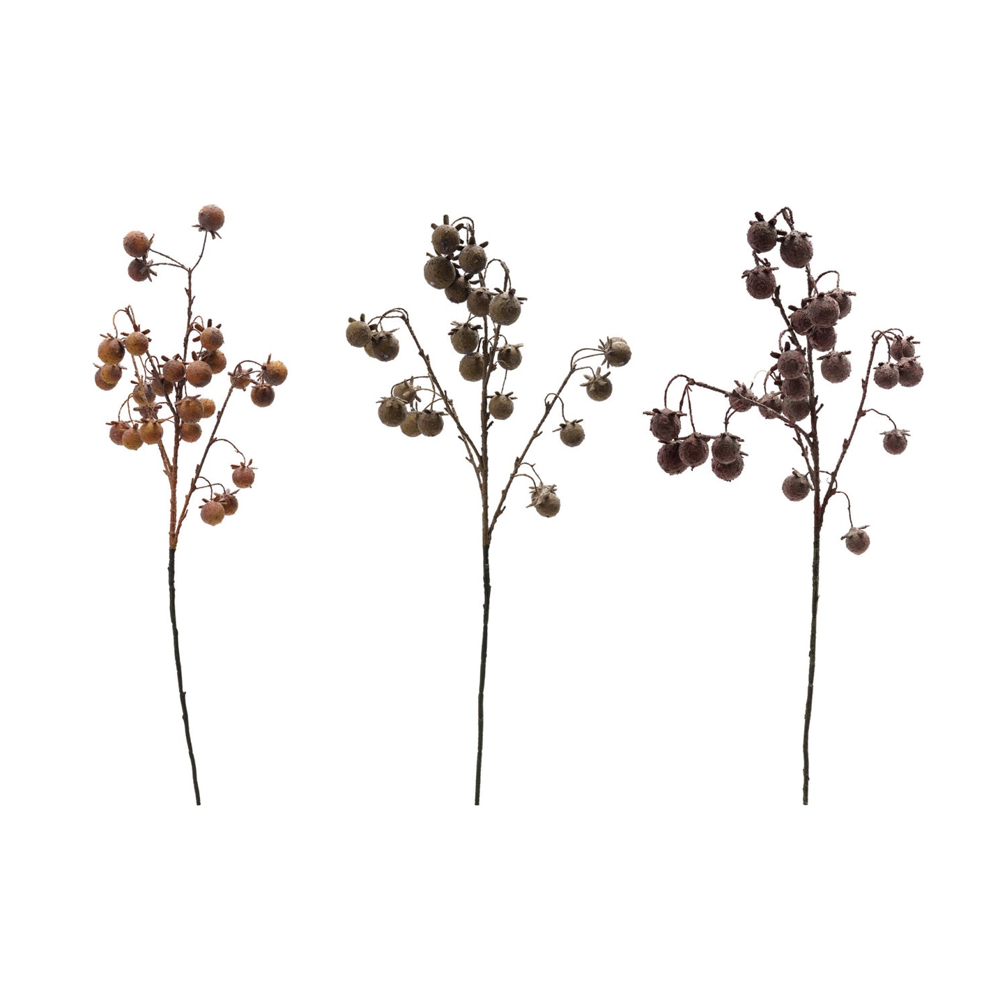 37-1/2"H Faux Rose Hip Stem, Distressed Finish, 3 Styles