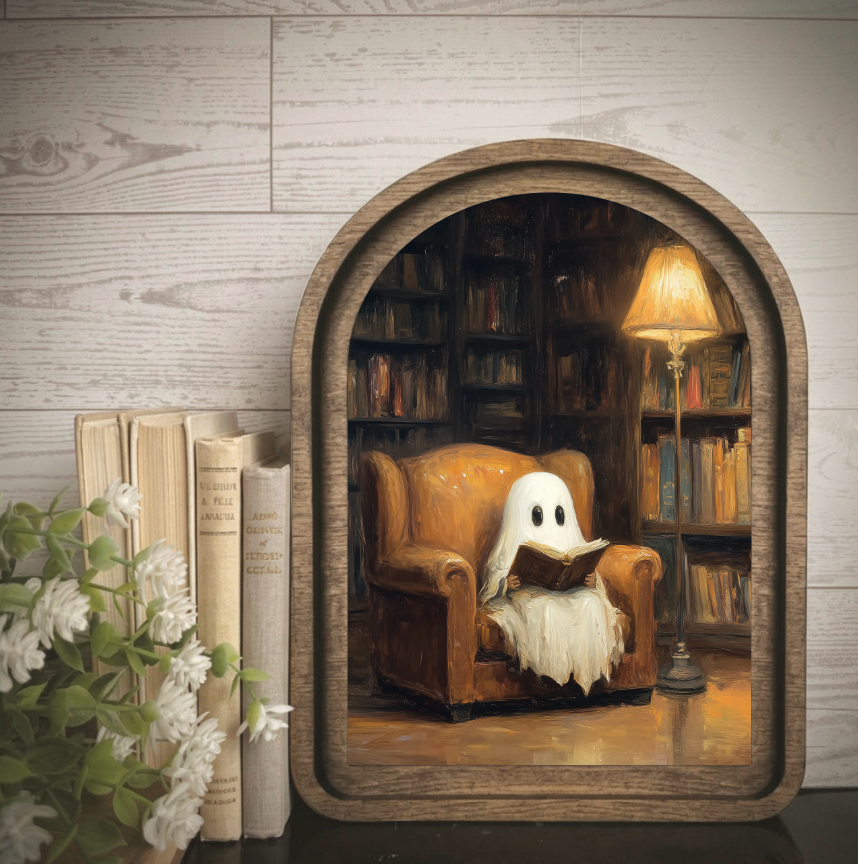 Arch Frame Art Ghost Book Library
