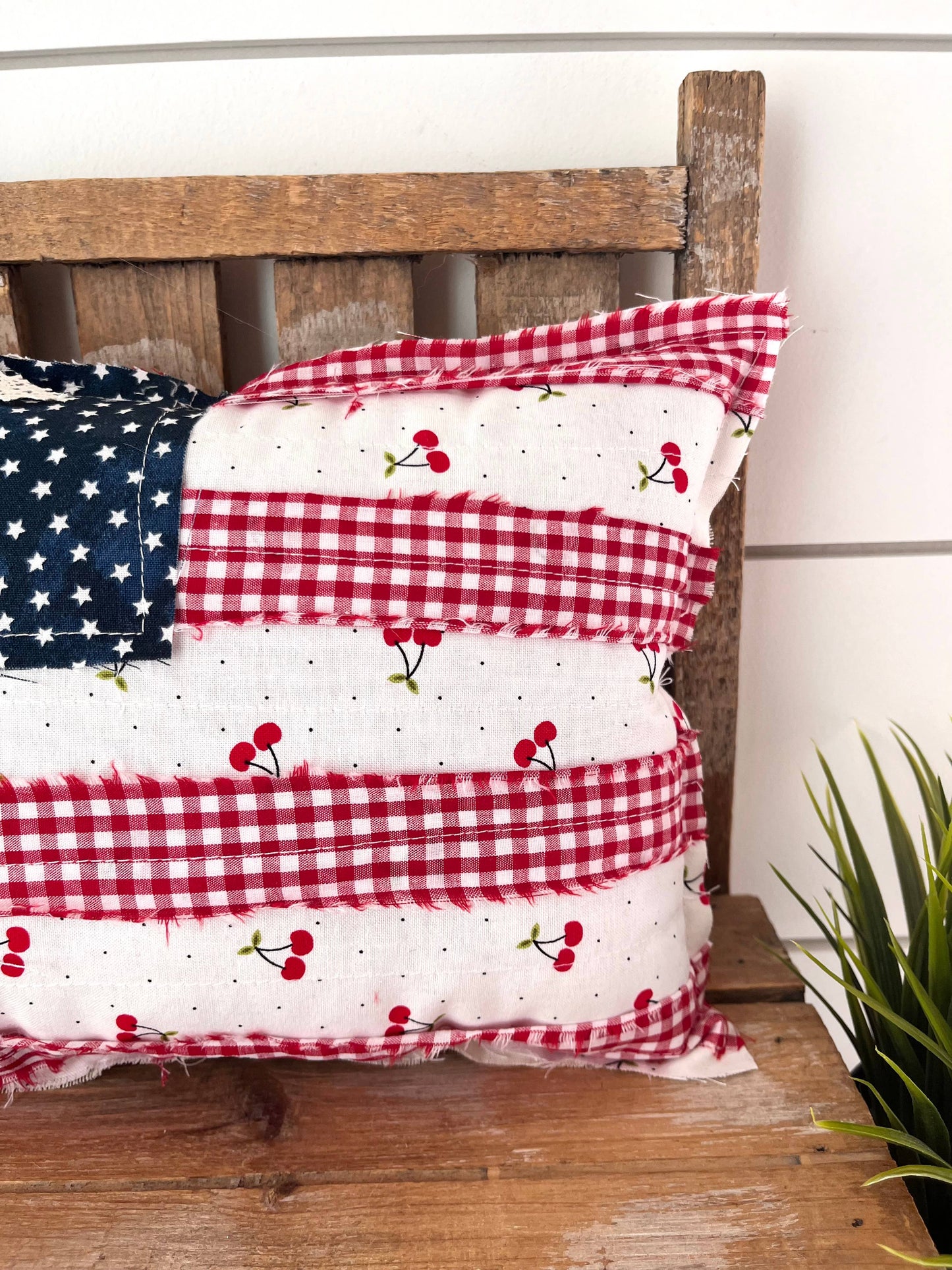 Patriotic Cherry Flag Pillow