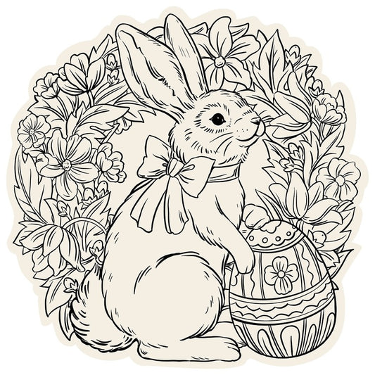 Die-cut Coloring Bunny Wreath Placemat - 12 Sheets