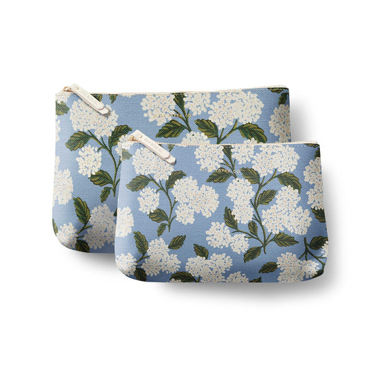 Hydrangea Zippered Pouch Set