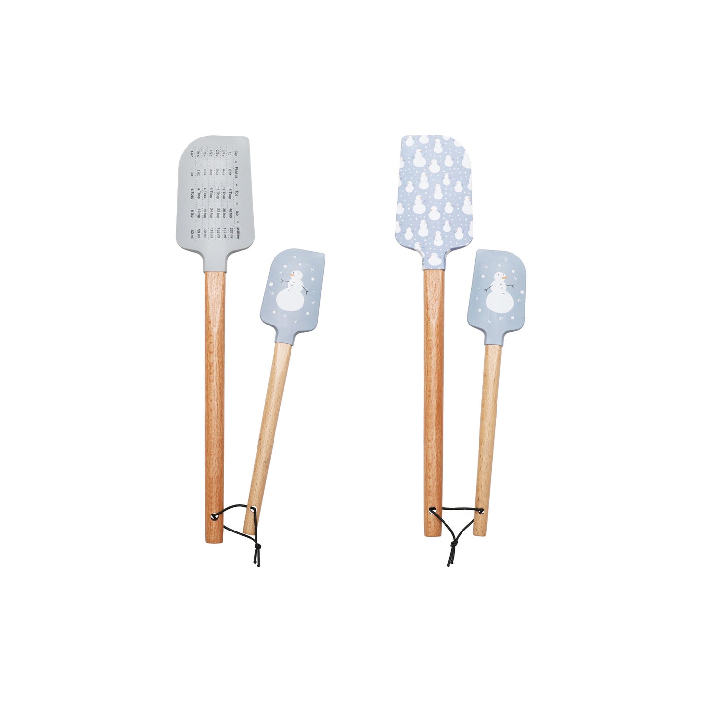 Silicone & Wood Spatulas with Measurement Conversions, Set of 2 Sizes