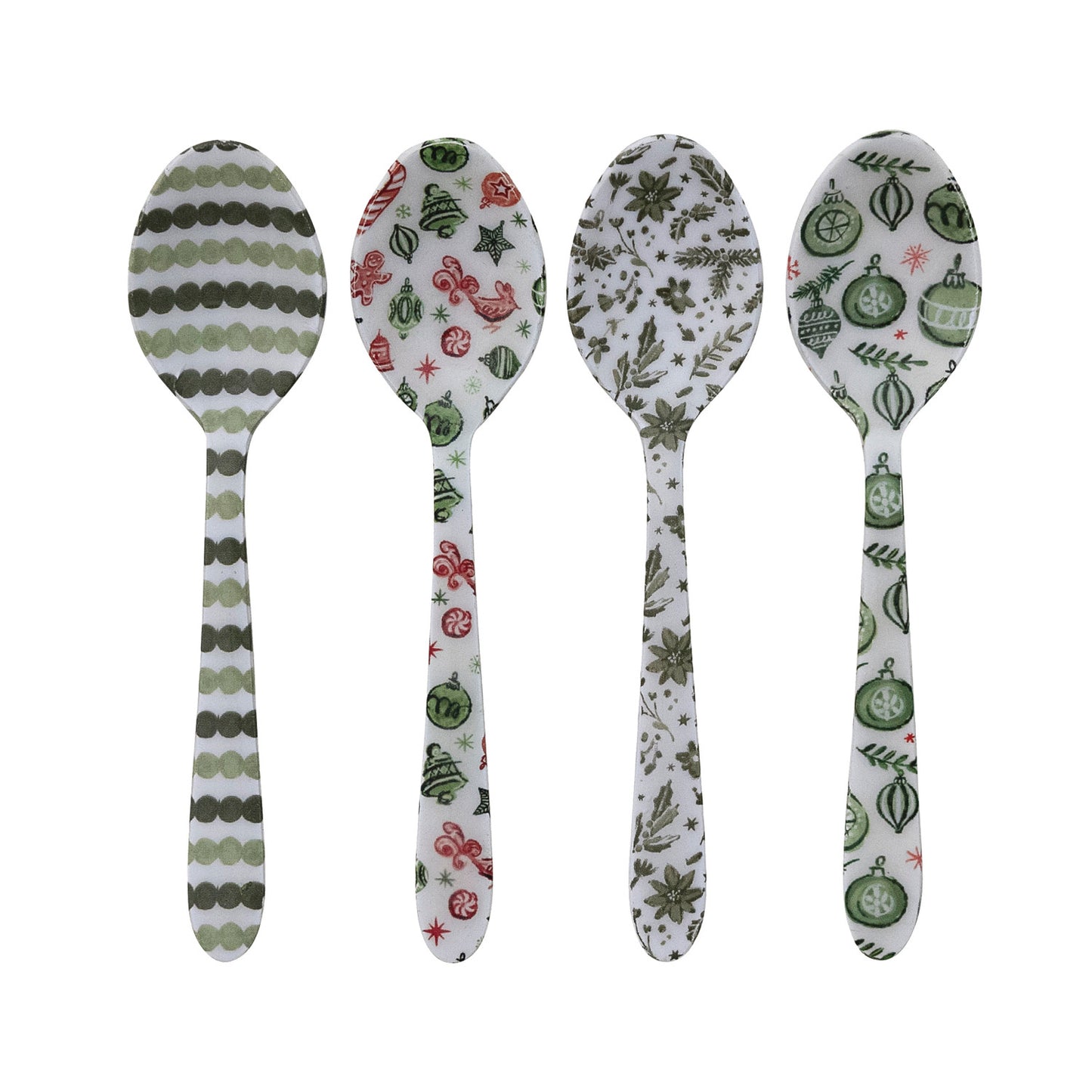Enameled Stainless Steel Spoon with Holiday Pattern, 4 Styles ©