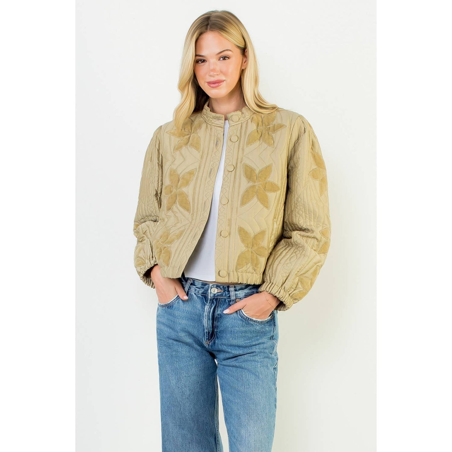 Peace FlowerQuilted Floral Jacket