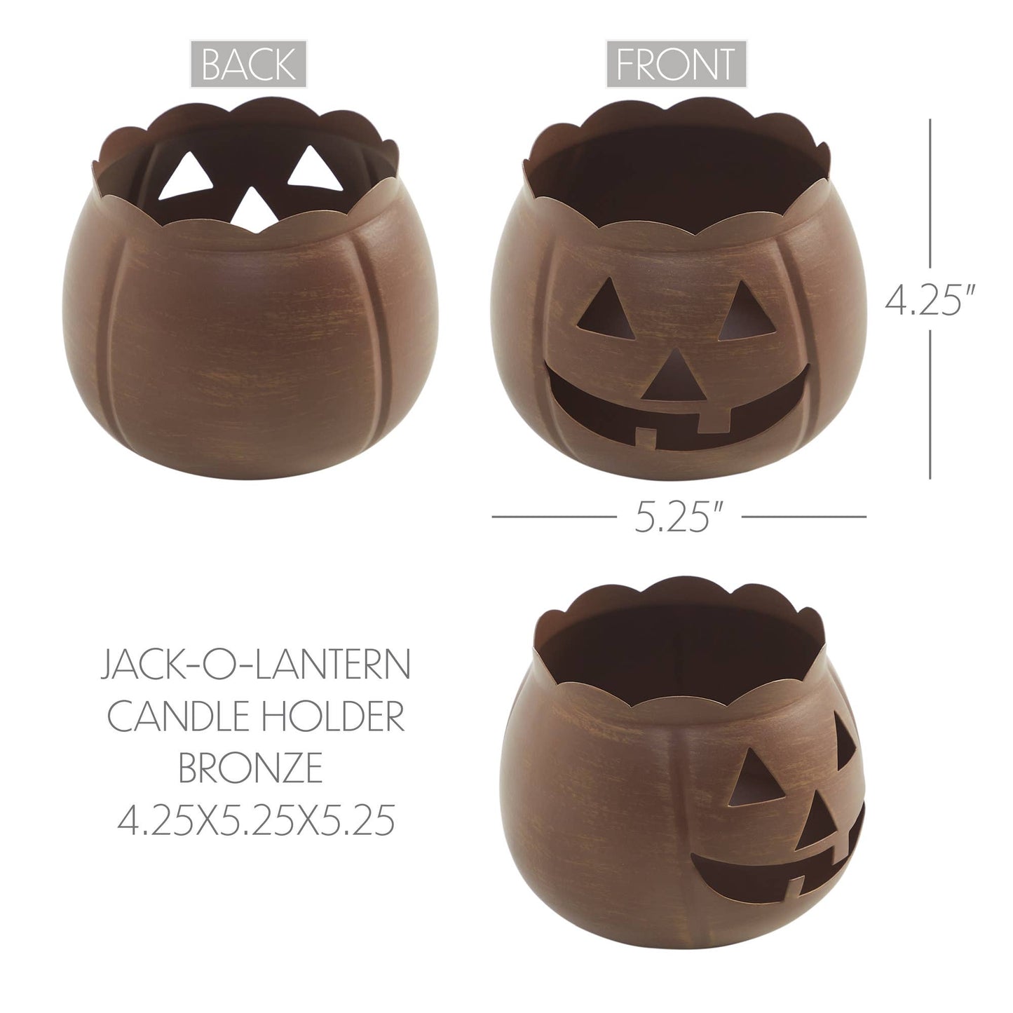 Bronze Metal Jack-O'-Lantern 5.25"