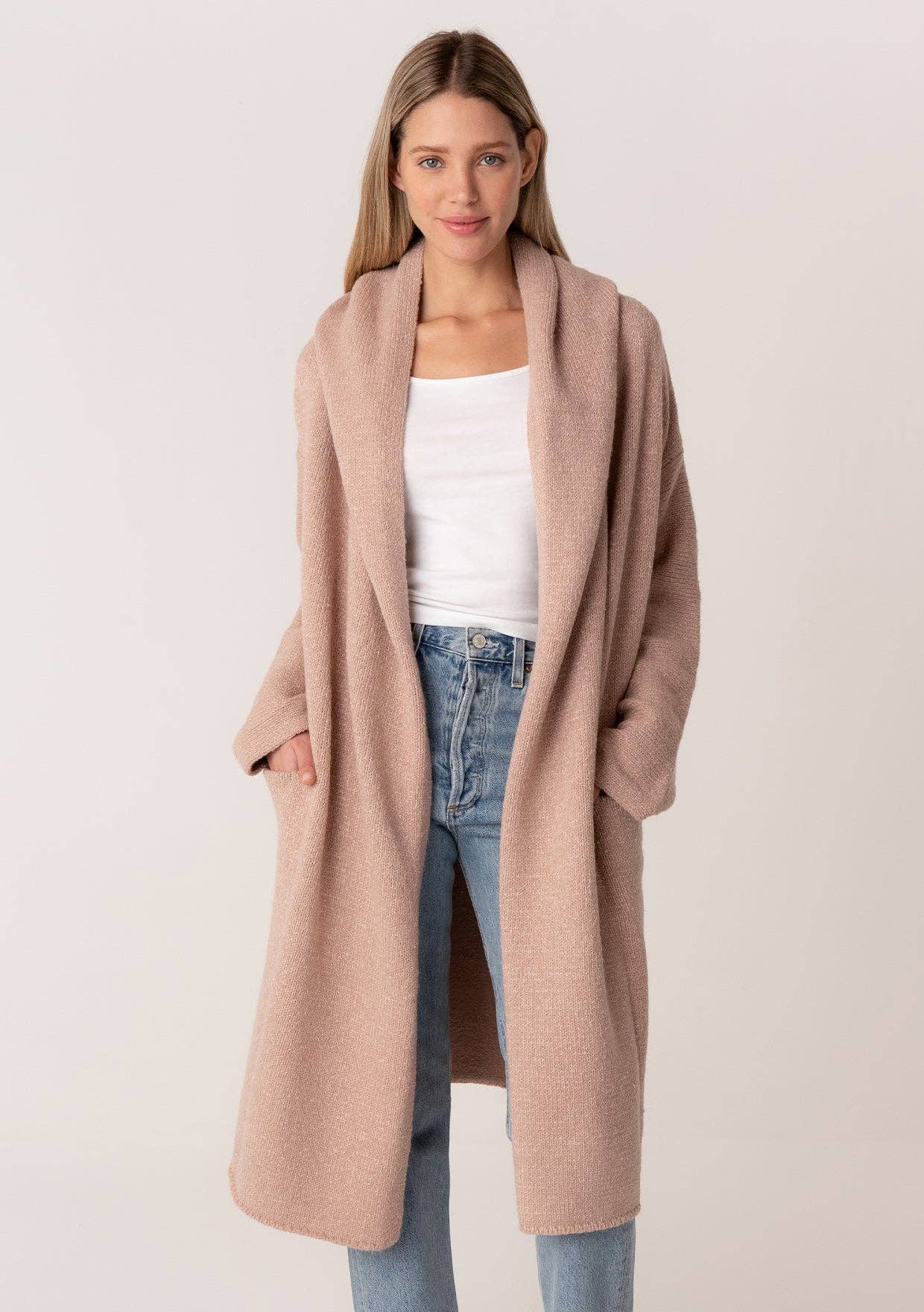 Cozy Oversized Two Pocket Hooded Cardigan