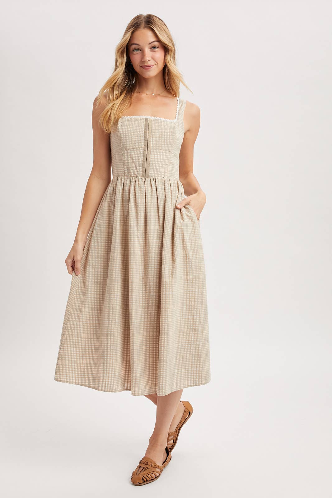 Gingham Midi Dress
