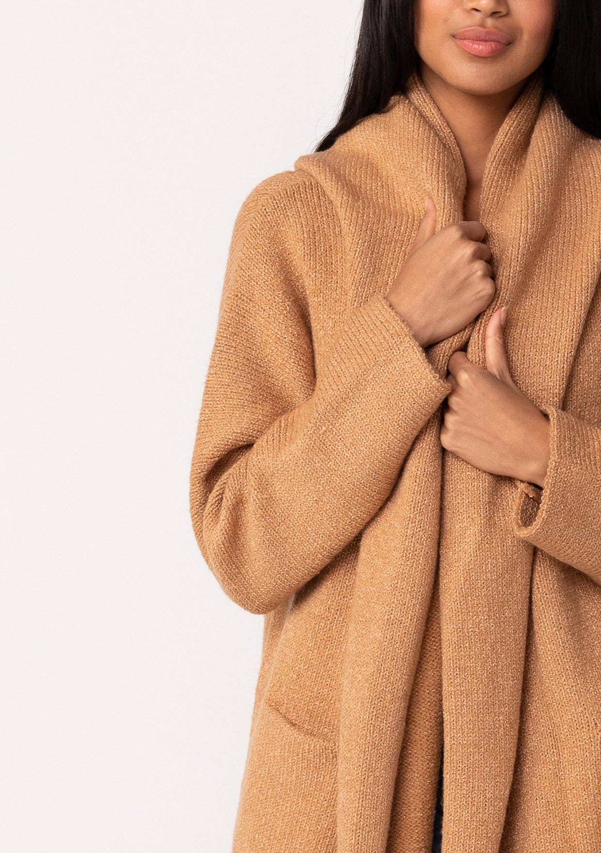 Cozy Oversized Two Pocket Hooded Cardigan