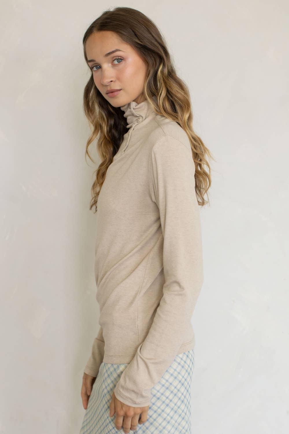 Button Turtle Neck Top