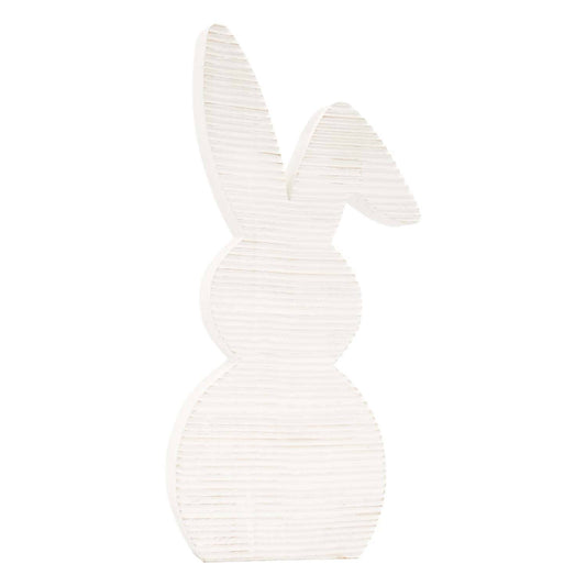 Large White Wood Ridged Bunny