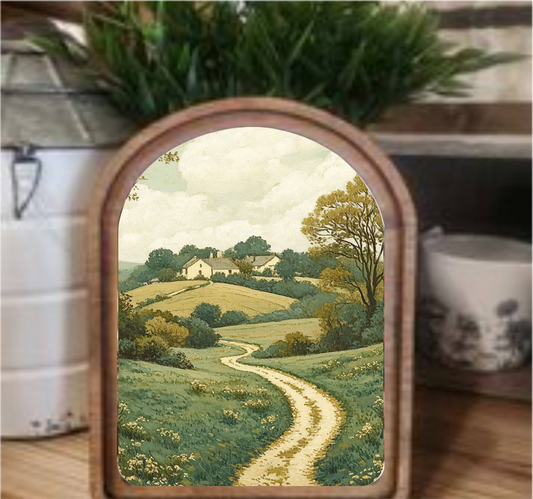 Arch Top Cottage Road Framed Art