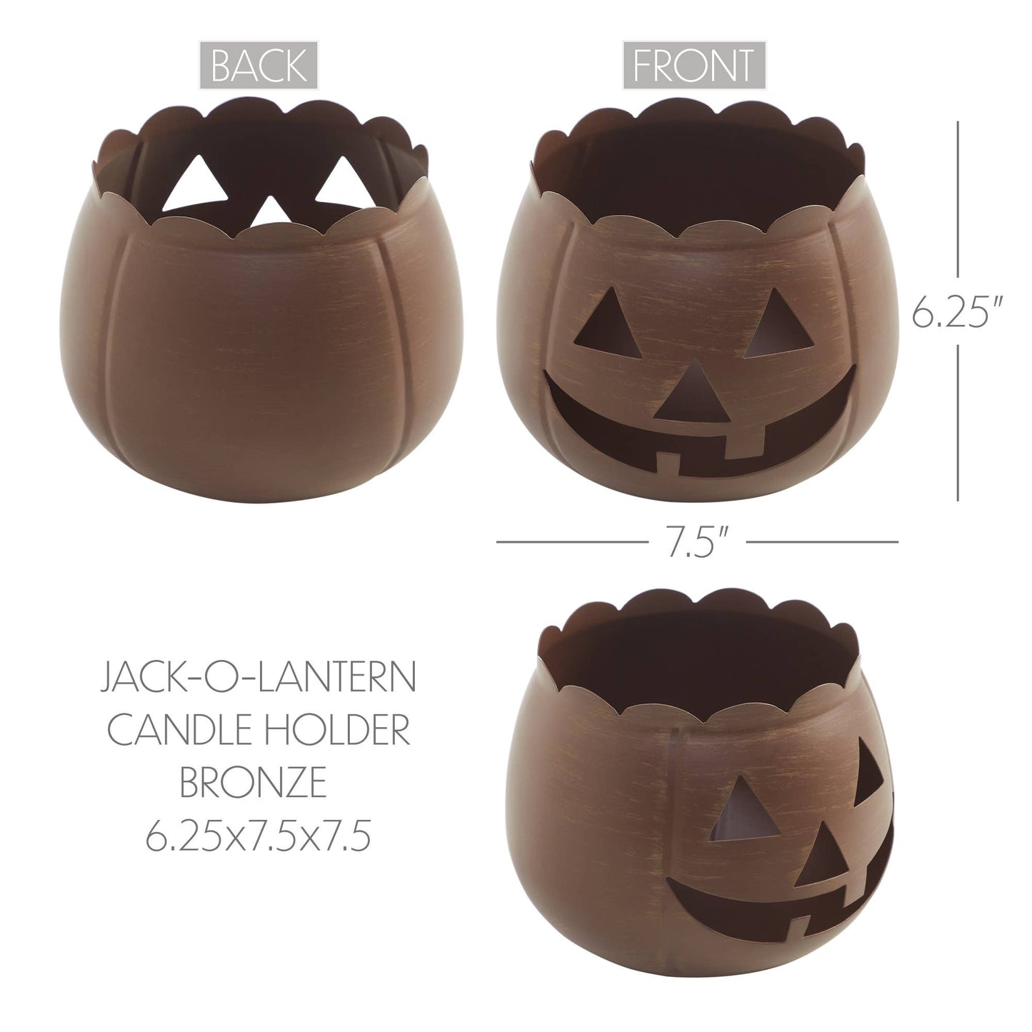 Bronze Metal Jack-O'-Lantern Tealight Holder