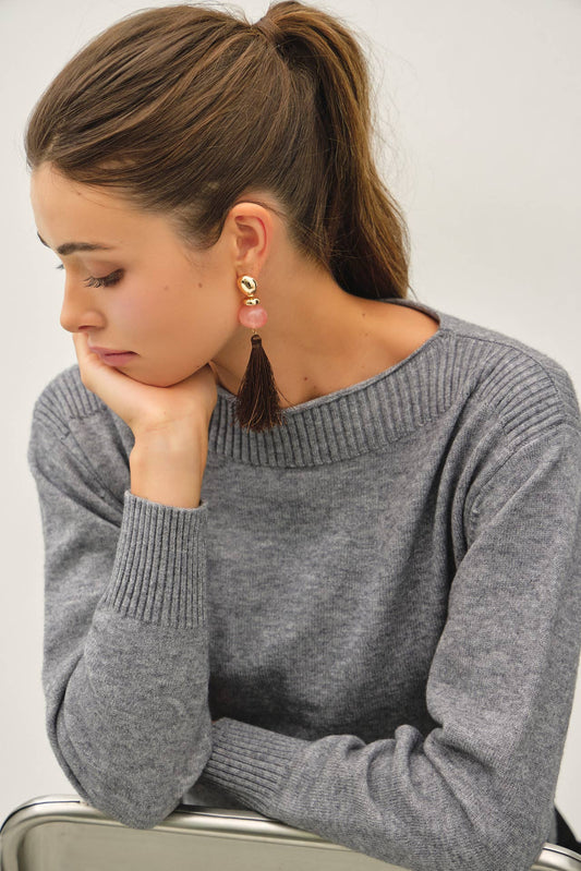 Ribbed Boatneck Sweater