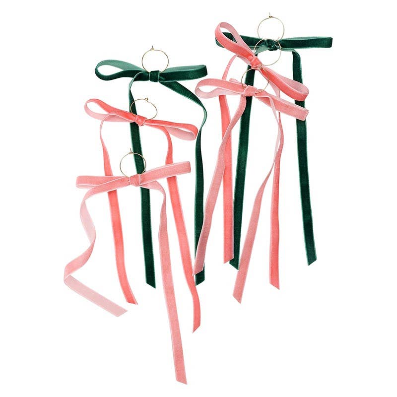 Velvet Bow Wine Charms - Set of 6 - Mahjong