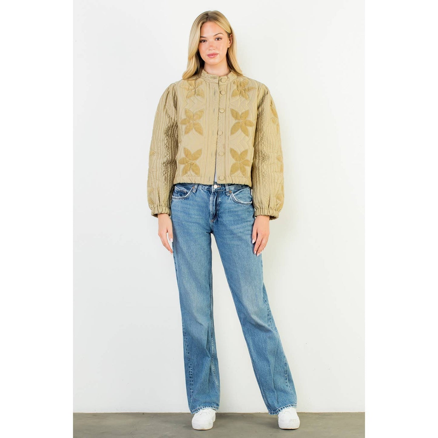 Peace FlowerQuilted Floral Jacket