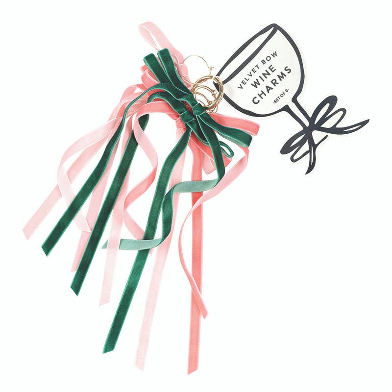 Velvet Bow Wine Charms - Set of 6 - Mahjong