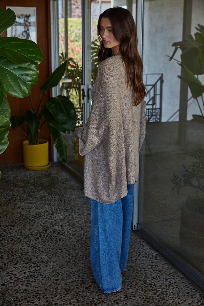 Cozy Knit Quarter Sleeve Open Front Cardigan