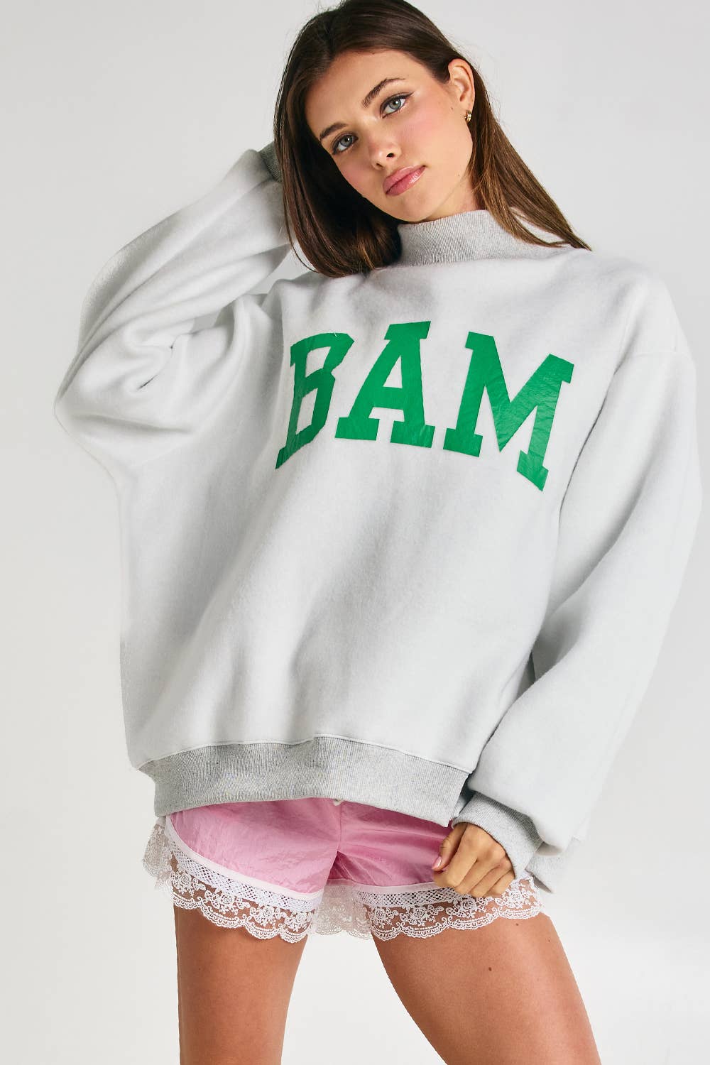 Reversible "MAHJ"&"BAM" Mock Neck Sweatshirt
