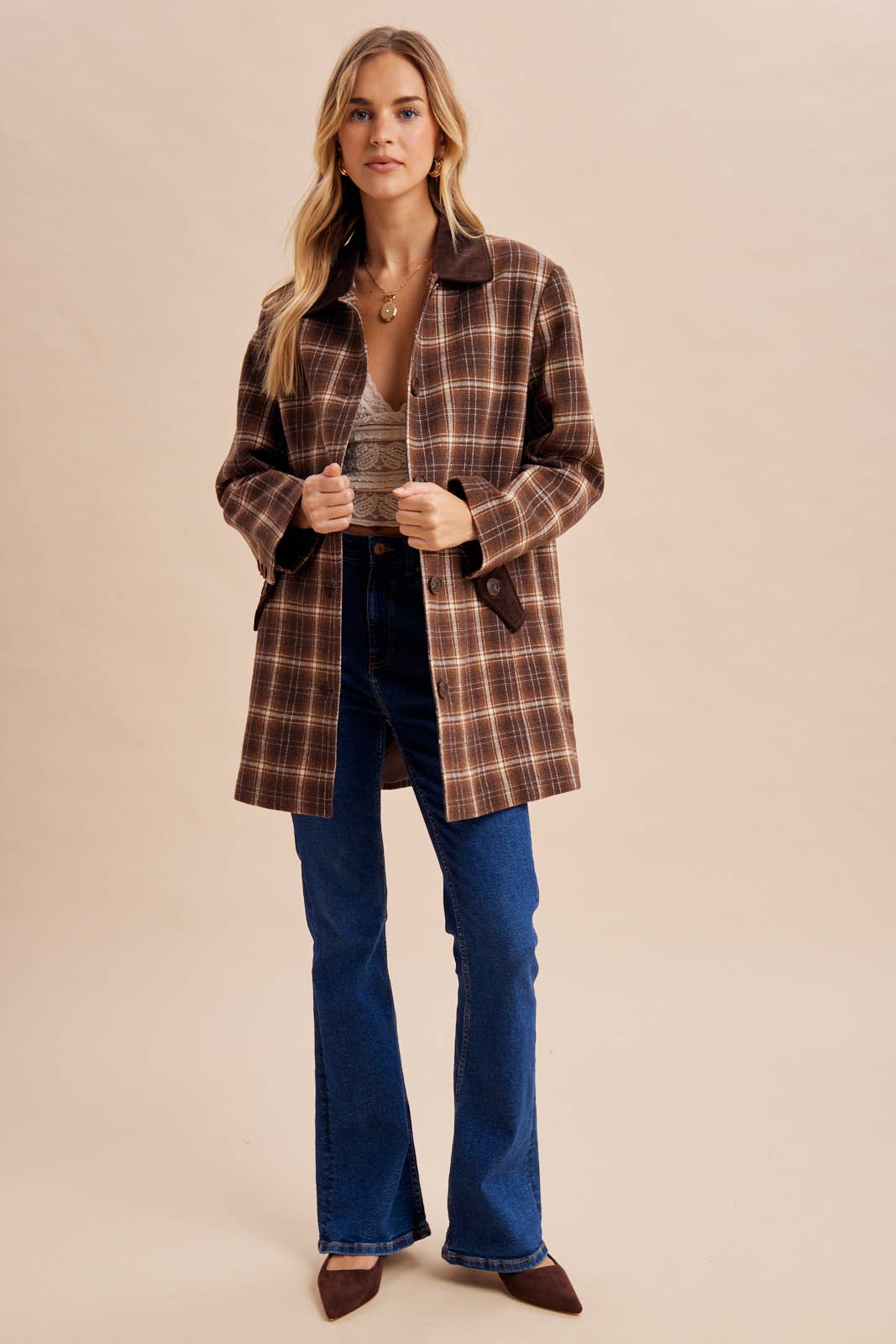 Brown Plaid Barn Jacket