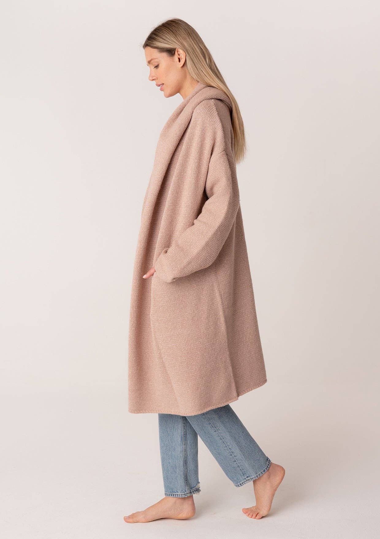 Cozy Oversized Two Pocket Hooded Cardigan