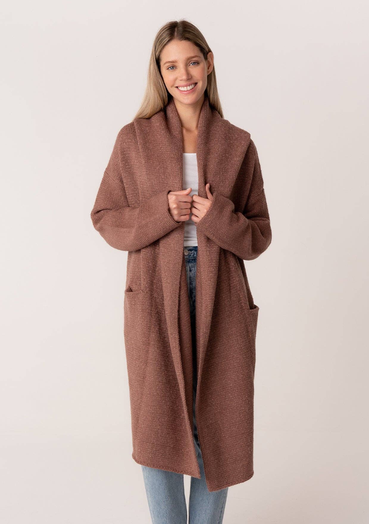 Cozy Oversized Two Pocket Hooded Cardigan