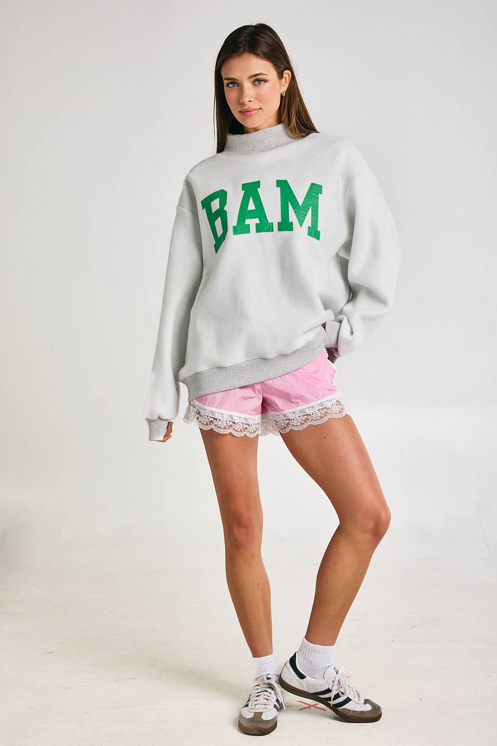 Reversible "MAHJ"&"BAM" Mock Neck Sweatshirt