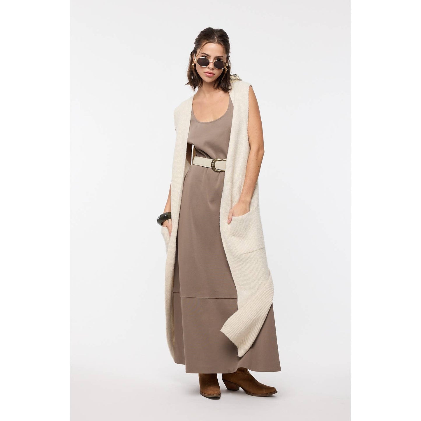 Long Cream Sweater Vest