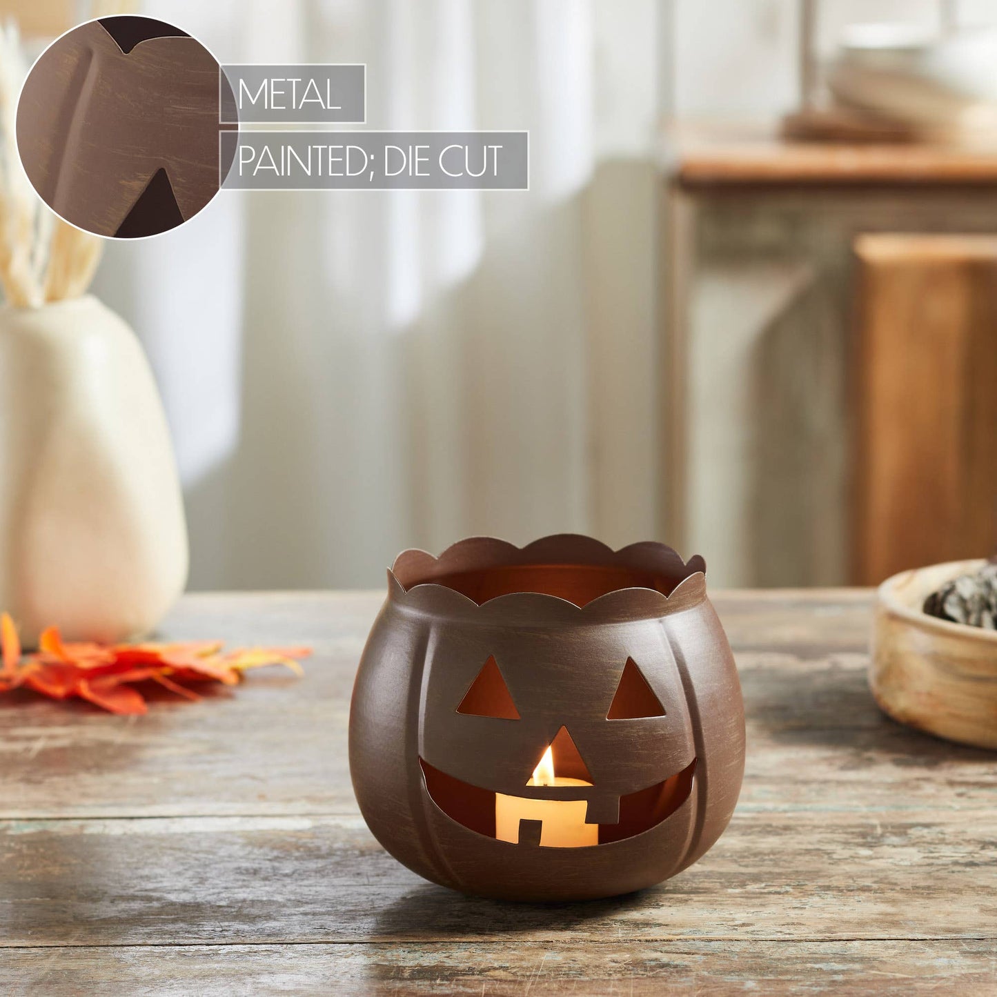 Bronze Metal Jack-O'-Lantern 5.25"
